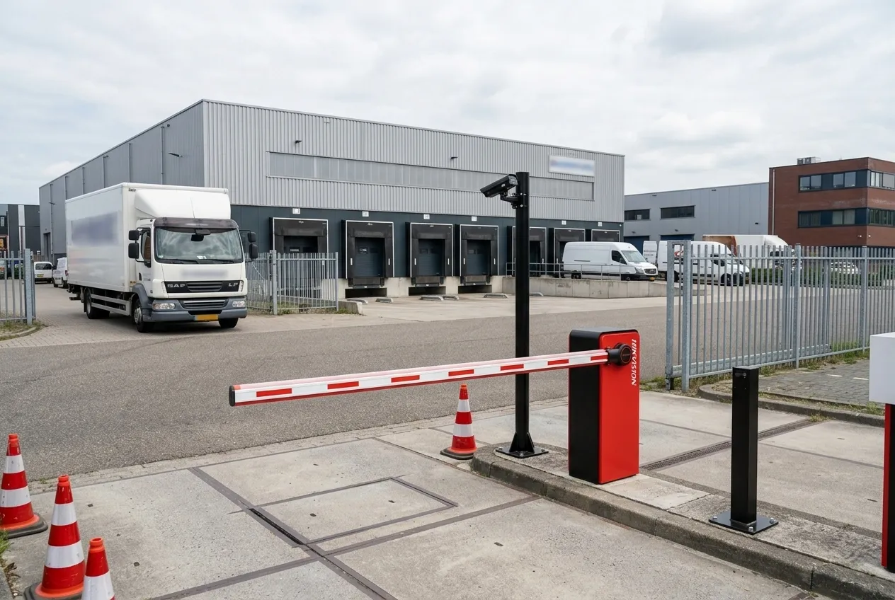 Hikvision slagboom bij de vrachtwageningang van een industrieterrein