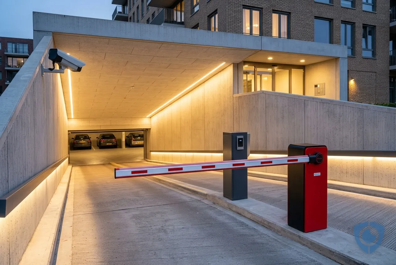 Hikvision slagboom bij de inrit van een VvE-parkeergarage